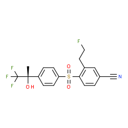 ChemSpider 2D Image | 3-(2-Fluoroethyl)-4-({4-[(2S)-1,1,1-trifluoro-2-hydroxy-2-propanyl]phenyl}sulfonyl)benzonitrile | C18H15F4NO3S