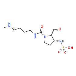 ChemSpider 2D Image | [(2S,3R)-2-Formyl-1-{[4-(methylamino)butyl]carbamoyl}-3-pyrrolidinyl]sulfamic acid | C11H22N4O5S