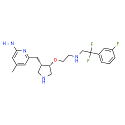 ChemSpider 2D Image | 6-{[(3s,4s)-4-(2-{[2,2-Difluoro-2-(3-Fluorophenyl)ethyl]amino}ethoxy)pyrrolidin-3-Yl]methyl}-4-Methylpyridin-2-Amine | C21H27F3N4O