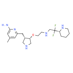 ChemSpider 2D Image | 6-({(3s,4s)-4-[2-({2,2-Difluoro-2-[(2r)-Piperidin-2-Yl]ethyl}amino)ethoxy]pyrrolidin-3-Yl}methyl)-4-Methylpyridin-2-Amine | C20H33F2N5O