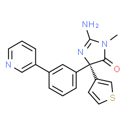ChemSpider 2D Image | (5S)-2-Amino-3-methyl-5-[3-(3-pyridinyl)phenyl]-5-(3-thienyl)-3,5-dihydro-4H-imidazol-4-one | C19H16N4OS