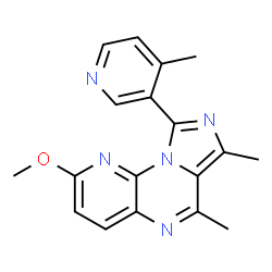 ChemSpider 2D Image | 2-Methoxy-6,7-dimethyl-9-(4-methyl-3-pyridinyl)imidazo[1,5-a]pyrido[3,2-e]pyrazine | C18H17N5O