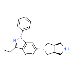 ChemSpider 2D Image | 3-Ethyl-6-[(3aR,6aS)-hexahydropyrrolo[3,4-c]pyrrol-2(1H)-yl]-1-phenyl-1H-indazole | C21H24N4