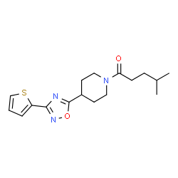 ChemSpider 2D Image | 4-Methyl-1-{4-[3-(2-thienyl)-1,2,4-oxadiazol-5-yl]-1-piperidinyl}-1-pentanone | C17H23N3O2S
