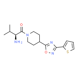 ChemSpider 2D Image | (2S)-2-Amino-3-methyl-1-{4-[3-(2-thienyl)-1,2,4-oxadiazol-5-yl]-1-piperidinyl}-1-butanone | C16H22N4O2S
