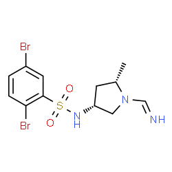 ChemSpider 2D Image | 2,5-Dibromo-N-[(3R,5S)-1-(iminomethyl)-5-methyl-3-pyrrolidinyl]benzenesulfonamide | C12H15Br2N3O2S