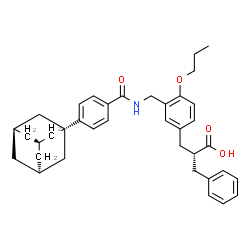 ChemSpider 2D Image | (2R)-2-{3-[({4-[(3s,5s,7s)-Adamantan-1-yl]benzoyl}amino)methyl]-4-propoxybenzyl}-3-phenylpropanoic acid | C37H43NO4