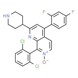 ChemSpider 2D Image | 8-(2,6-Dichlorophenyl)-4-(2,4-Difluorophenyl)-2-Piperidin-4-Yl-1,7-Naphthyridine 7-Oxide | C25H19Cl2F2N3O