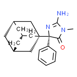 ChemSpider 2D Image | (5S)-5-[(3R,5R,7R)-Adamantan-1-yl]-2-amino-3-methyl-5-phenyl-3,5-dihydro-4H-imidazol-4-one | C20H25N3O