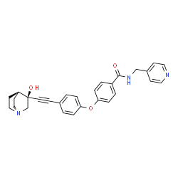 ChemSpider 2D Image | 4-(4-{[(3S)-3-Hydroxy-1-azabicyclo[2.2.2]oct-3-yl]ethynyl}phenoxy)-N-(4-pyridinylmethyl)benzamide | C28H27N3O3