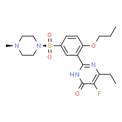 ChemSpider 2D Image | 6-Ethyl-5-fluoro-2-{5-[(4-methyl-1-piperazinyl)sulfonyl]-2-propoxyphenyl}-4(1H)-pyrimidinone | C20H27FN4O4S