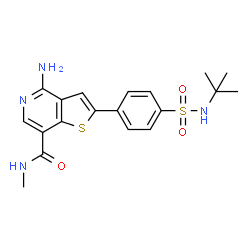 ChemSpider 2D Image | 4-Amino-2-[4-(Tert-Butylsulfamoyl)phenyl]-N-Methylthieno[3,2-C]pyridine-7-Carboxamide | C19H22N4O3S2