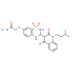 ChemSpider 2D Image | 2-({3-[1-(3-Methylbutyl)-2,4-dioxo-1,2,3,4-tetrahydro-3-quinolinyl]-1,1-dioxido-3,4-dihydro-2H-1,2,4-benzothiadiazin-7-yl}oxy)acetamide | C23H26N4O6S