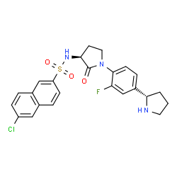ChemSpider 2D Image | 6-Chloro-N-((3s)-2-Oxo-1-{4-[(2s)-2-Pyrrolidinyl]phenyl}-3-Pyrrolidinyl)-2-Naphthalenesulfonamide | C24H23ClFN3O3S