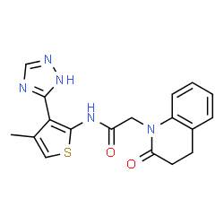 ChemSpider 2D Image | N-[4-Methyl-3-(1H-1,2,4-triazol-3-yl)-2-thienyl]-2-(2-oxo-3,4-dihydro-1(2H)-quinolinyl)acetamide | C18H17N5O2S