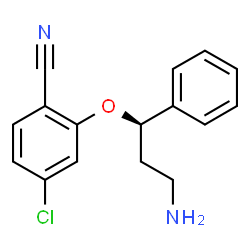 ChemSpider 2D Image | 2-[(1R)-3-Amino-1-phenylpropoxy]-4-chlorobenzonitrile | C16H15ClN2O