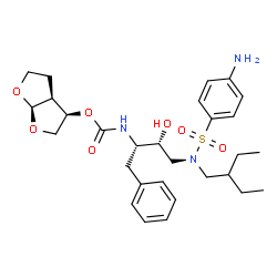 ChemSpider 2D Image | (3r,3as,6ar)-Hexahydrofuro[2,3-B]furan-3-Yl [(1s,2r)-3-{[(4-Aminophenyl)sulfonyl](2-Ethylbutyl)amino}-1-Benzyl-2-Hydroxypropyl]carbamate | C29H41N3O7S