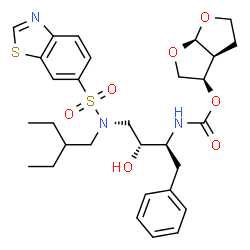 ChemSpider 2D Image | (3r,3as,6ar)-Hexahydrofuro[2,3-B]furan-3-Yl {(1s,2r)-3-[(1,3-Benzothiazol-6-Ylsulfonyl)(2-Ethylbutyl)amino]-1-Benzyl-2-Hydroxypropyl}carbamate | C30H39N3O7S2
