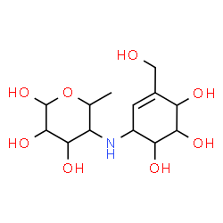 ChemSpider 2D Image | 4,6-Dideoxy-4-{[4,5,6-trihydroxy-3-(hydroxymethyl)-2-cyclohexen-1-yl]amino}hexopyranose | C13H23NO8