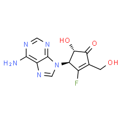 ChemSpider 2D Image | (4s,5s)-4-(6-Amino-9h-Purin-9-Yl)-3-Fluoro-5-Hydroxy-2-(Hydroxymethyl)cyclopent-2-En-1-One | C11H10FN5O3