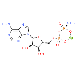ChemSpider 2D Image | (2R,3S,4R,5R)-2-[[(4S)-4-amino-2,4-dioxo-1,3,5-trioxa-2$l^{5},4$l^{5}-diphospha-6$l^{2}-magnesacyclohex-2-yl]oxymethyl]-5-(6-aminopurin-9-yl)tetrahydrofuran-3,4-diol | C10H14MgN6O9P2