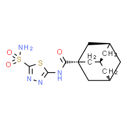 ChemSpider 2D Image | (3s,5s,7s)-N-(5-Sulfamoyl-1,3,4-thiadiazol-2-yl)-1-adamantanecarboxamide | C13H18N4O3S2