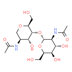 ChemSpider 2D Image | 2-Acetamido-4-O-(2-acetamido-2-deoxy-alpha-D-idopyranosyl)-1,5-anhydro-2-deoxy-L-altritol | C16H28N2O10