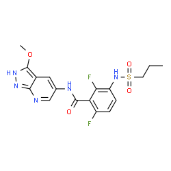 ChemSpider 2D Image | 2,6-Difluoro-N-(3-methoxy-2H-pyrazolo[3,4-b]pyridin-5-yl)-3-[(propylsulfonyl)amino]benzamide | C17H17F2N5O4S