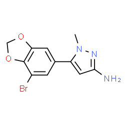 ChemSpider 2D Image | 5-(7-Bromo-1,3-benzodioxol-5-yl)-1-methyl-1H-pyrazol-3-amine | C11H10BrN3O2
