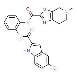 ChemSpider 2D Image | N-[2-[[(5-Chloro-1H-indol-2-yl)carbonyl]amino]phenyl]-4,5,6,7-tetrahydro-5-methylthiazolo[5,4-c]pyridine-2-carboxamide | C23H20ClN5O2S