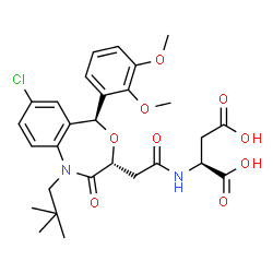 ChemSpider 2D Image | N-{[(3R,5S)-7-Chloro-5-(2,3-dimethoxyphenyl)-1-(2,2-dimethylpropyl)-2-oxo-1,2,3,5-tetrahydro-4,1-benzoxazepin-3-yl]acetyl}-L-aspartic acid | C28H33ClN2O9