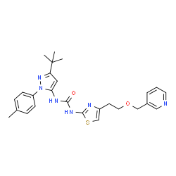 ChemSpider 2D Image | 1-[3-Tert-Butyl-1-(4-Methylphenyl)-1h-Pyrazol-5-Yl]-3-{4-[2-(Pyridin-3-Ylmethoxy)ethyl]-1,3-Thiazol-2-Yl}urea | C26H30N6O2S