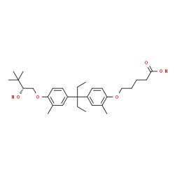 ChemSpider 2D Image | 5-[4-(3-{4-[(2R)-2-Hydroxy-3,3-dimethylbutoxy]-3-methylphenyl}-3-pentanyl)-2-methylphenoxy]pentanoic acid | C30H44O5