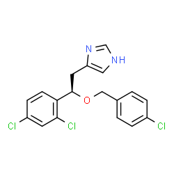ChemSpider 2D Image | 4-[(2R)-2-[(4-Chlorobenzyl)oxy]-2-(2,4-dichlorophenyl)ethyl]-1H-imidazole | C18H15Cl3N2O