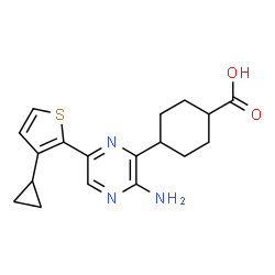 ChemSpider 2D Image | Cis-4-[3-Amino-6-(3-Cyclopropylthiophen-2-Yl)pyrazin-2-Yl]cyclohexanecarboxylic Acid | C18H21N3O2S