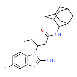 ChemSpider 2D Image | N-(Adamantan-2-yl)-3-(2-amino-5-chloro-1H-benzimidazol-1-yl)pentanamide | C22H29ClN4O