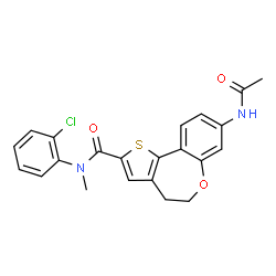 ChemSpider 2D Image | 8-Acetamido-N-(2-chlorophenyl)-N-methyl-4,5-dihydrothieno[3,2-d][1]benzoxepine-2-carboxamide | C22H19ClN2O3S