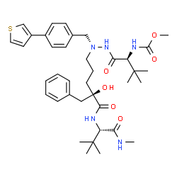 ChemSpider 2D Image | Methyl N-[(2s)-1-[2-[(4r)-5-[[(2s)-3,3-Dimethyl-1-Methylamino-1-Oxo-Butan-2-Yl]amino]-4-Hydroxy-5-Oxo-4-(Phenylmethyl)pentyl]-2-[(4-Thiophen-3-Ylphenyl)methyl]hydrazinyl]-3,3-Dimethyl-1-Oxo-Butan-2-Yl]carbamate | C38H53N5O6S