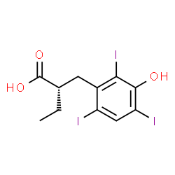 ChemSpider 2D Image | (2S)-2-(3-Hydroxy-2,4,6-triiodobenzyl)butanoic acid | C11H11I3O3