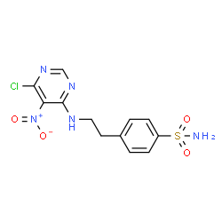 ChemSpider 2D Image | 4-{2-[(6-Chloro-5-nitro-4-pyrimidinyl)amino]ethyl}benzenesulfonamide | C12H12ClN5O4S