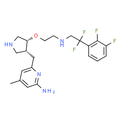 ChemSpider 2D Image | 6-{[(3R,4R)-4-(2-{[2-(2,3-Difluorophenyl)-2,2-difluoroethyl]amino}ethoxy)-3-pyrrolidinyl]methyl}-4-methyl-2-pyridinamine | C21H26F4N4O
