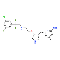 ChemSpider 2D Image | 6-{[(3R,4R)-4-(2-{[2-(3-Chloro-5-fluorophenyl)-2,2-difluoroethyl]amino}ethoxy)-3-pyrrolidinyl]methyl}-4-methyl-2-pyridinamine | C21H26ClF3N4O