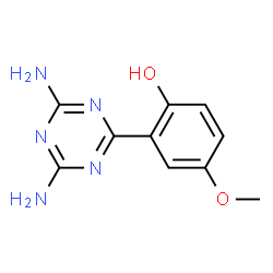 ChemSpider 2D Image | 2-(4,6-Diamino-1,3,5-triazin-2-yl)-4-methoxyphenol | C10H11N5O2