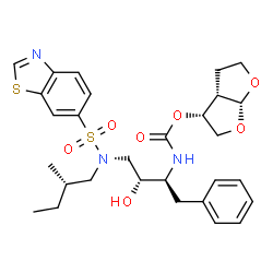 ChemSpider 2D Image | (3r,3as,6ar)-Hexahydrofuro[2,3-B]furan-3-Yl [(1s,2r)-3-{(1,3-Benzothiazol-6-Ylsulfonyl)[(2s)-2-Methylbutyl]amino}-1-Benzyl-2-Hydroxypropyl]carbamate | C29H37N3O7S2