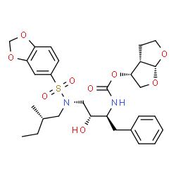 ChemSpider 2D Image | (3r,3as,6ar)-Hexahydrofuro[2,3-B]furan-3-Yl [(1s,2r)-3-{(1,3-Benzodioxol-5-Ylsulfonyl)[(2s)-2-Methylbutyl]amino}-1-Benzyl-2-Hydroxypropyl]carbamate | C29H38N2O9S