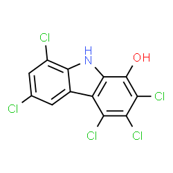 ChemSpider 2D Image | 2,3,4,6,8-Pentachloro-9H-carbazol-1-ol | C12H4Cl5NO