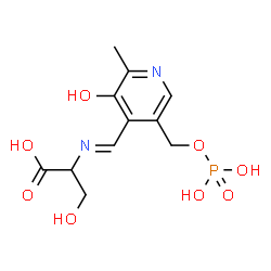 ChemSpider 2D Image | (E)-N-({3-Hydroxy-2-methyl-5-[(phosphonooxy)methyl]-4-pyridinyl}methylene)serine | C11H15N2O8P