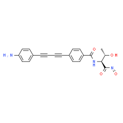 ChemSpider 2D Image | 4-[4-(4-Aminophenyl)-1,3-butadiyn-1-yl]-N-[(2S,3S)-3-hydroxy-1-nitroso-1-oxo-2-butanyl]benzamide | C21H17N3O4