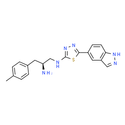 ChemSpider 2D Image | (2S)-N~1~-[5-(1H-Indazol-5-yl)-1,3,4-thiadiazol-2-yl]-3-(4-methylphenyl)-1,2-propanediamine | C19H20N6S