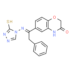 ChemSpider 2D Image | 6-[(1e)-2-Phenyl-N-(3-Sulfanyl-4h-1,2,4-Triazol-4-Yl)ethanimidoyl]-2h-1,4-Benzoxazin-3(4h)-One | C18H15N5O2S